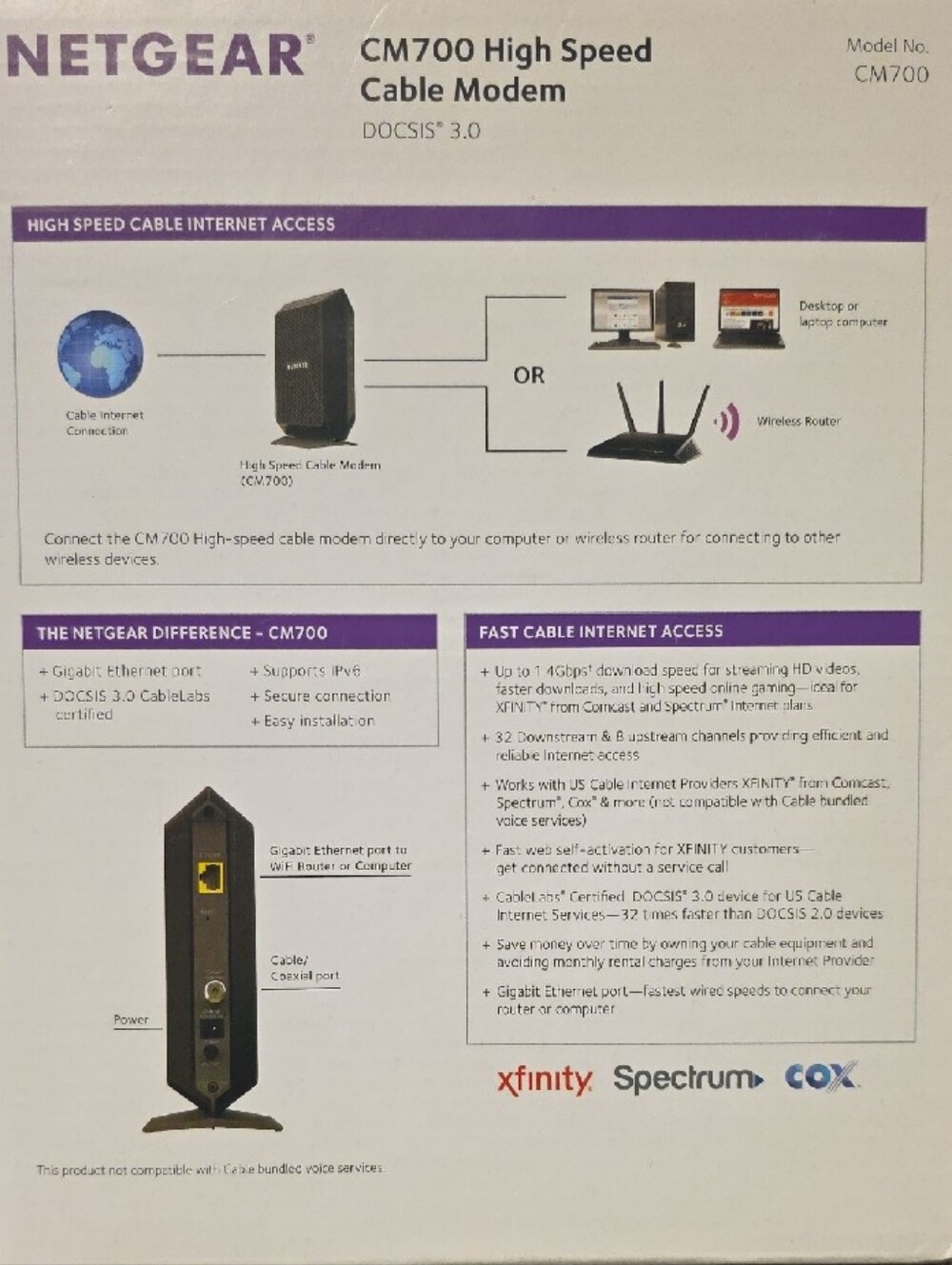 Netgear CM700 Cable Modem - Picture 3 of 4
